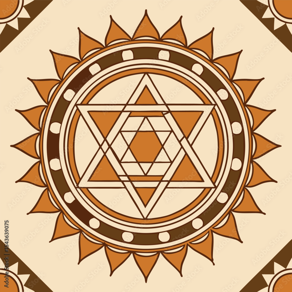 Aufkleber decorative star of david vector icon on an abstract background pattern