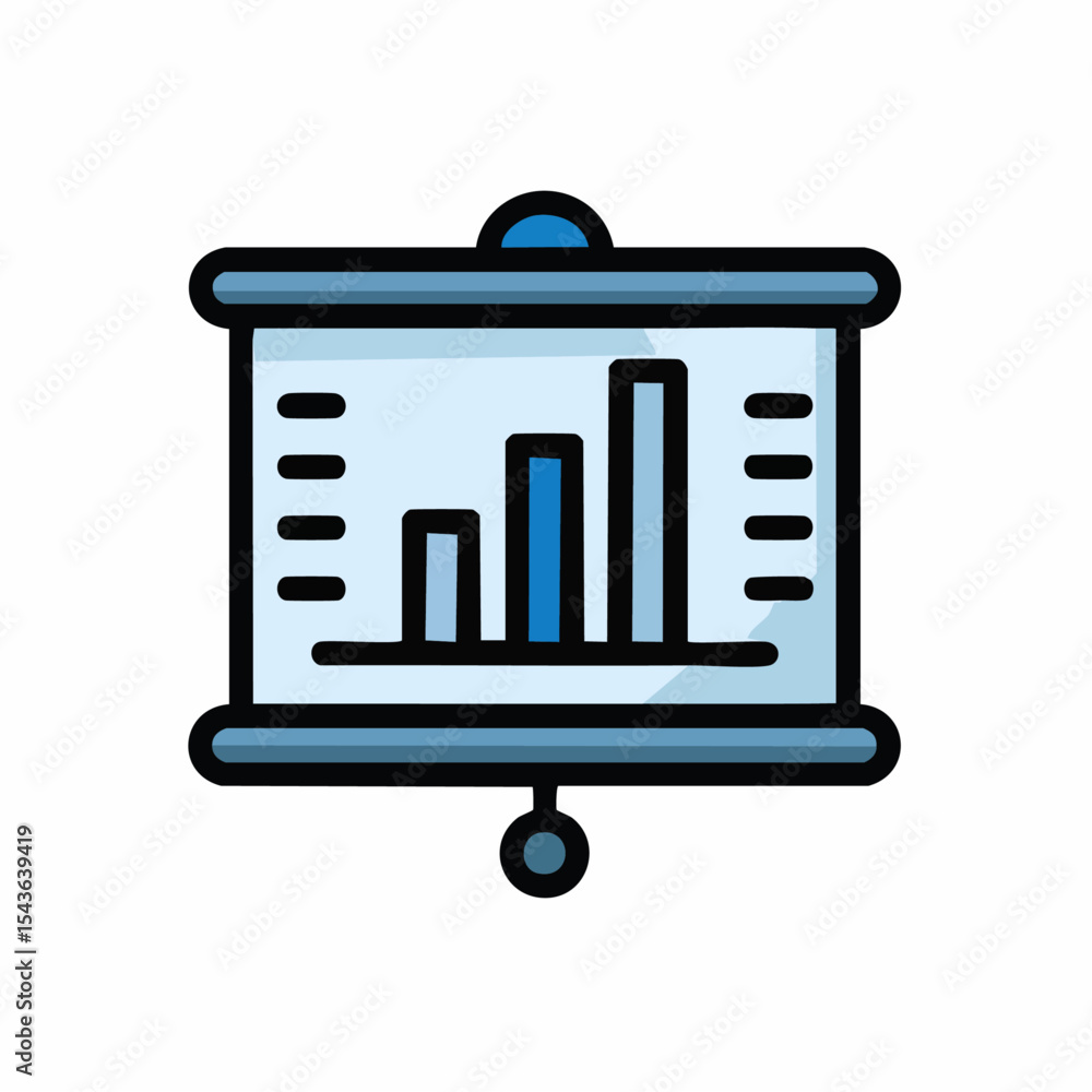 Aufkleber a flat design illustration of a presentation screen with bar graph chart inside