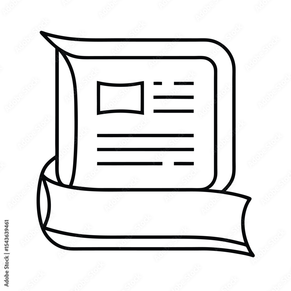 Poster Symbolic line art representation of scroll and documents with simple composition ideal for web design