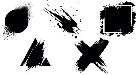 Grunge Ink Splatters and Brush Strokes - Abstract Texture Elements Set