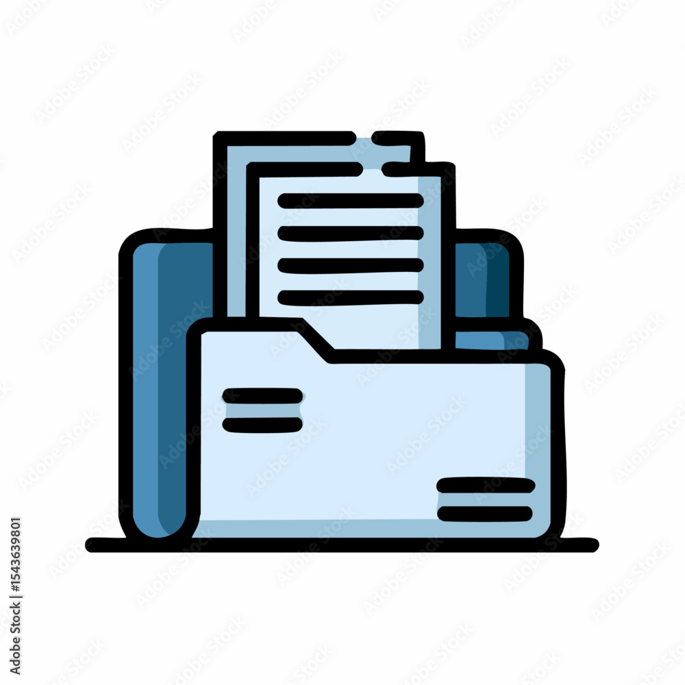 Poster vector illustration of a file folder icon filled with documents and paperwork.