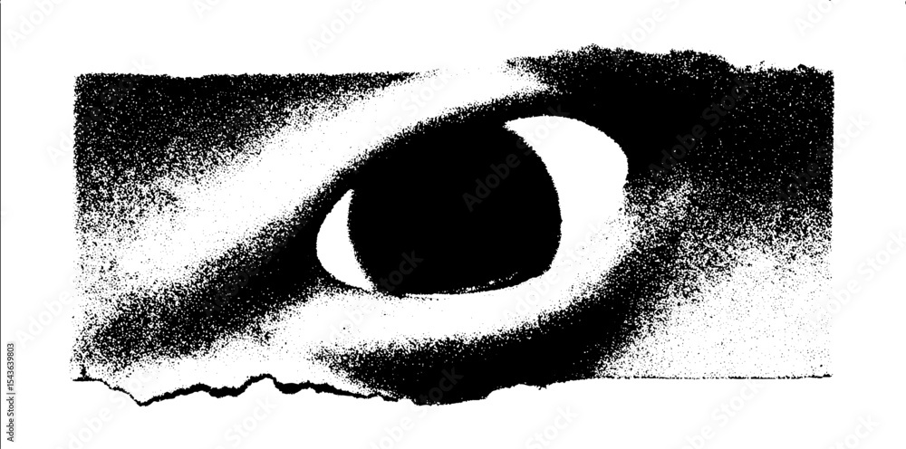 Poster high contrast black and white torn label tag with hole - abstract texture design