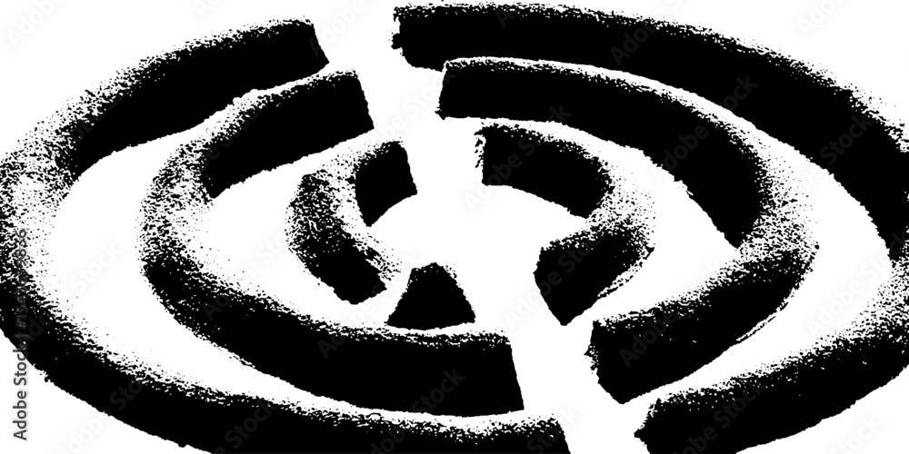 Poster high contrast black and white labyrinth pattern design for abstract art projects