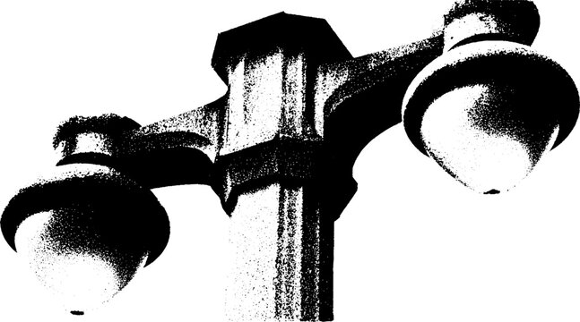 Abstract black and white high contrast lamppost design for urban art theme