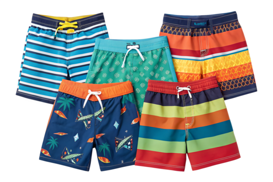 Collection of swim trunks for boys PNG Image