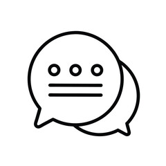Black and White Speech Bubble Icon Representing Communication, Chat, or Messaging Isolated on White Background
