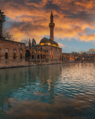 Naklejka premium Balikligol ( Fish Lake ) sunset view in Sanliurfa City of Turkey.