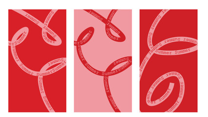 Summer concept, Wallpaper set, Phone wallpaper, Vector illustration. Trendy summer background.	