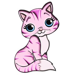 Gatita rosa con ojos azules, estilo comic