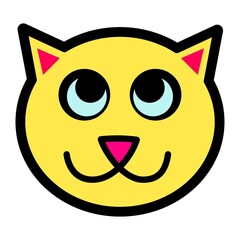 Dibujo vectorial de cabeza de gato de dibujos animados. Gráficos de la cara de un gatito amarillo