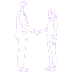 two people shaking hands lineart illustration
