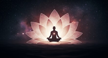 Cosmic Meditation with Glowing Lotus Mandala in Galaxy Space