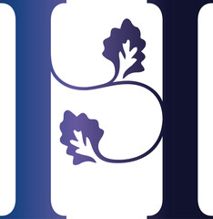 Artistic Letter H with Blue to Purple Gradient and Vine Motif
