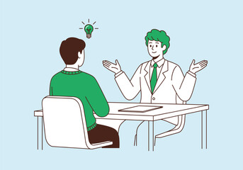 Consulting Session with Professional Giving Advice and Ideas. flat vector illustration