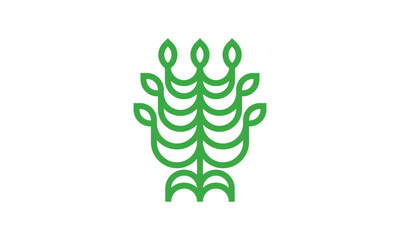 Nature Tree Leaves Logo Design &ndash; Minimalist Organic Tree with Leaf Elements for Eco and Green Branding