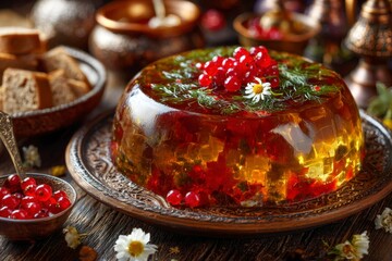 Jello Salad with Berry Topping