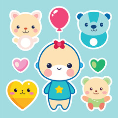 Cute Kawaii Baby Stickers Collection