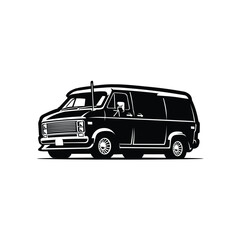 Classic blind van monochrome vector isolated