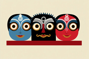 Minimal icon graphic of Jagannath deities with open space below for captions or quotes.

