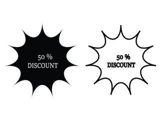 Discount badge icon. Discount badge price vector icon on white background. Set for shopping marketing and advertisement, save money, discount offer circle frames sticker. Vector illustration.