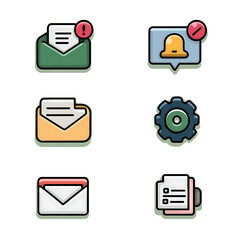 Set of Colorful Notification and Settings Icons Isolated on Black