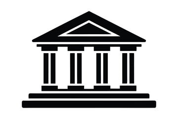 Minimalist bank icon with classic greek pillar design on white background