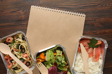 Healthy meal slimming diet plan daily ready menu background, organic fresh dishes and smoothie,...