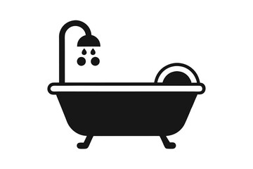Bathtub black silhouette icon on white background