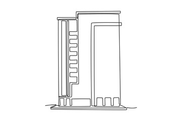 Sky building concept. Single line draw design. Vector graphic illustration