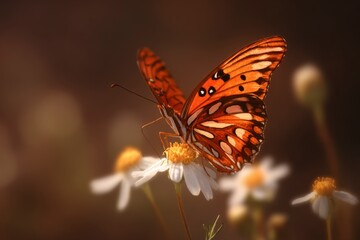Orange Butterfly on White Flower