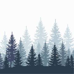 Obraz premium silhouettes of fir trees are set against a background of coniferous spruce pattern