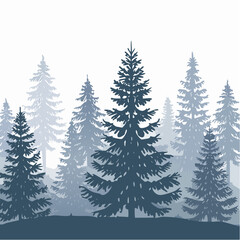 Fototapeta premium silhouettes of fir trees are set against a background of coniferous spruce pattern