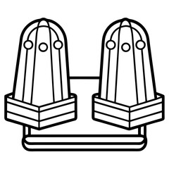 Twin-Head Emergency Light – Clean Line Format Illustration