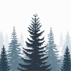 Obraz premium silhouettes of fir trees are set against a background of coniferous spruce pattern