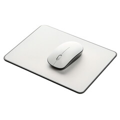Wireless mouse on minimalist white mousepad in modern design  