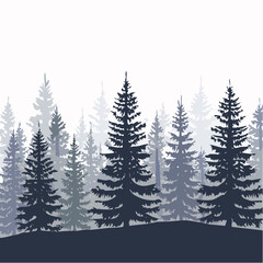 Obraz premium silhouettes of fir trees are set against a background of coniferous spruce pattern