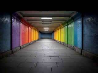 A vibrant, colorful tunnel showcasing a spectrum of hues.