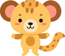 Cartoon Spotted Hyena Standing with Open Arms and a Curled Tail.