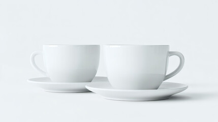 White Coffee Cups with Empty Space for Text or Design