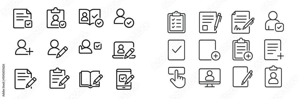 Aufkleber Various icons representing tasks and activities related to document management and user engagement in a digital workspace environment