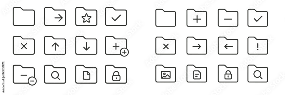 Fototapete simple outline icons for digital file management shown against a plain background in a linear style