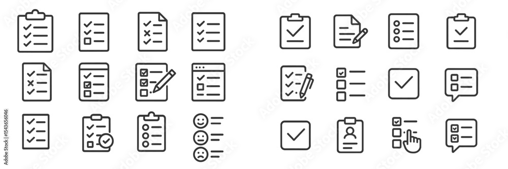 Aufkleber Various checklist and task completion icons arranged in a grid on a light background for organization and productivity themes