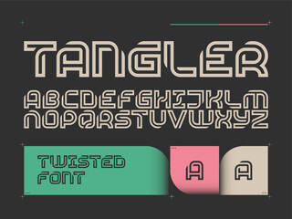 Vector font set with twisted lines bold shape and geometric design elements