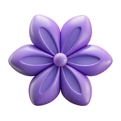 Purple 3D stylized flower graphic design element, isolated on black background