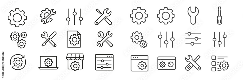 Poster Gear icons and tools representing mechanical engineering concepts in a clean design layout