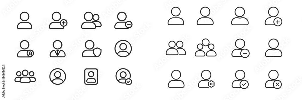 Aufkleber Collection of user interface icons depicting different interactions and user statuses in digital environments