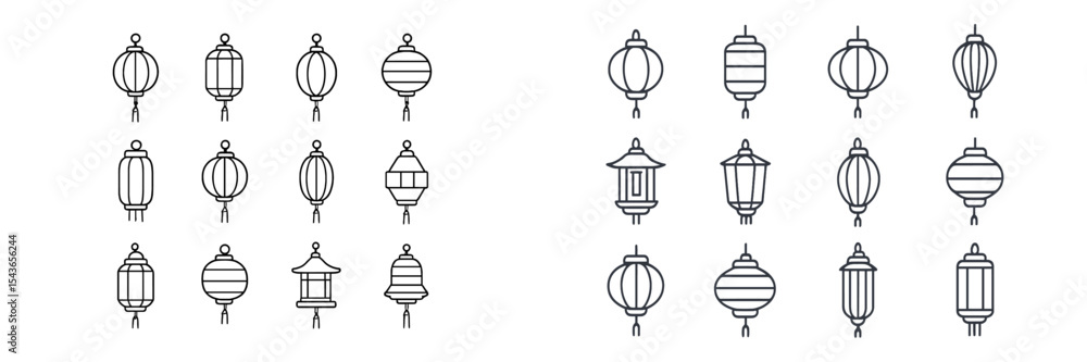 Poster collection of decorative lantern designs featuring various shapes and styles suitable for festive oc