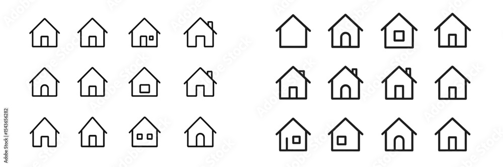 Aufkleber Multiple simple house icons with varying designs displayed in a grid layout