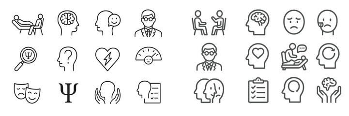 Icons representing various psychological concepts and therapy methods displayed in a clean layout