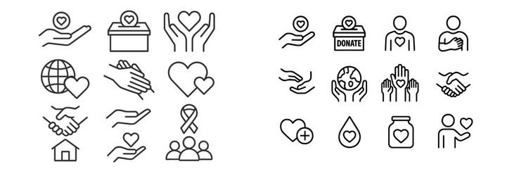 Obraz premium Icons representing charity, love, and community engagement for social good initiatives